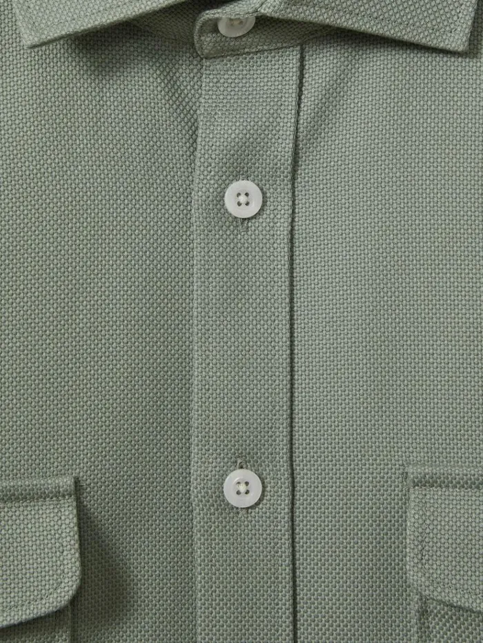 REISS Shirts Men Cotton Canvas Overshirt Sage Green