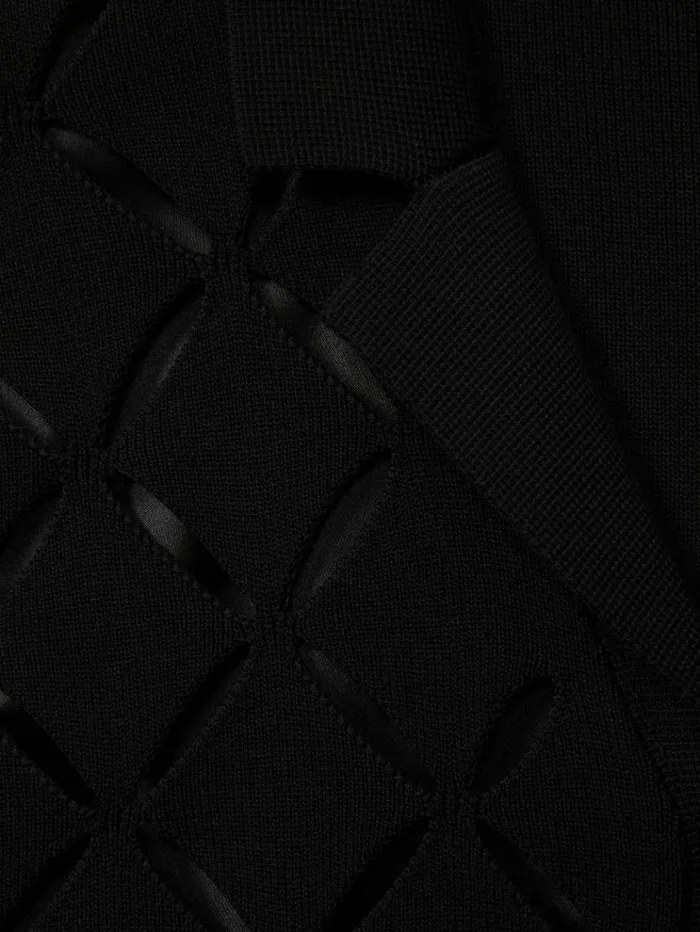 REISS Shirts Men Laser CutOut Cuban Collar Shirt Black