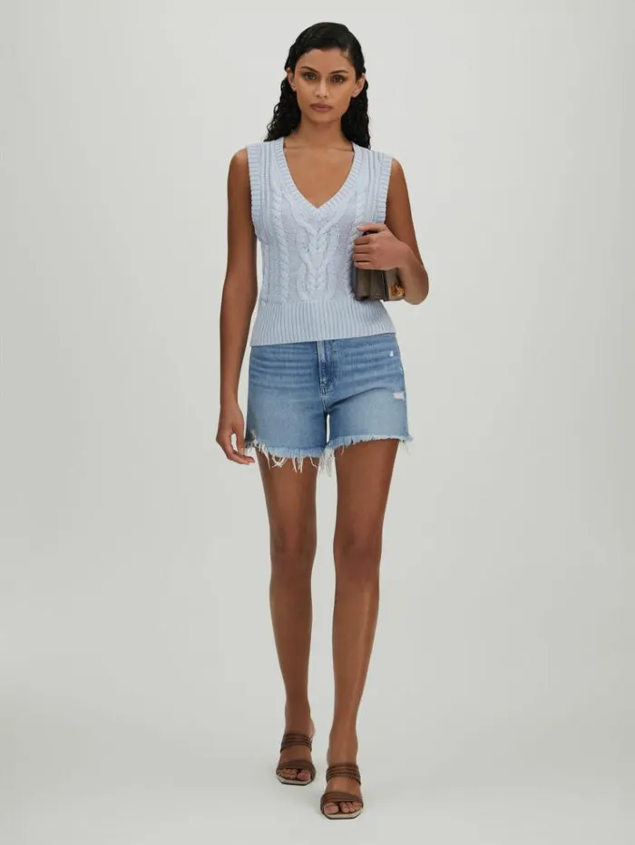 REISS Shorts Women Paige Raw Hem Denim Shorts Denim Blue