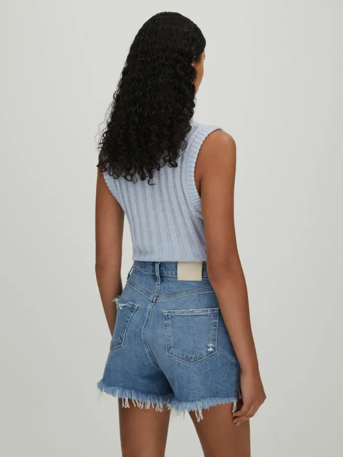 REISS Shorts Women Paige Raw Hem Denim Shorts Denim Blue