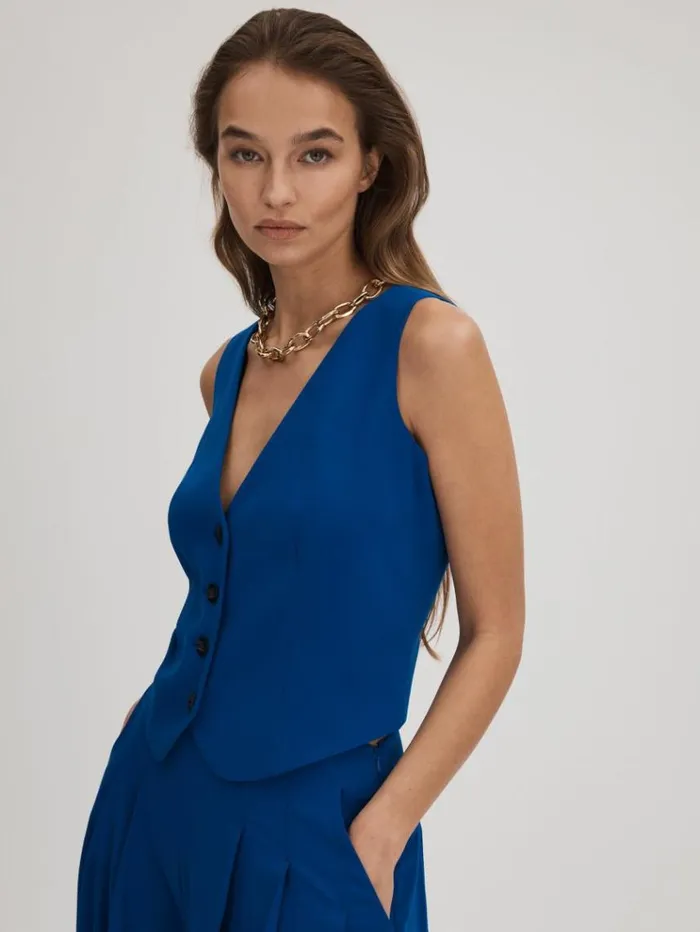 REISS Suits and Tailoring Women Florere Single Breasted Waistcoat Bright Blue