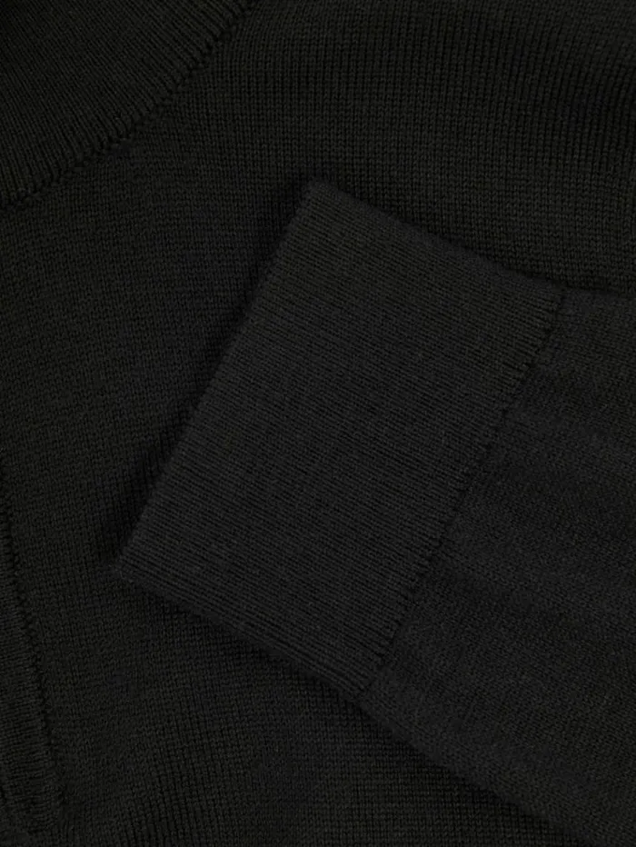 REISS Sweaters Children Merino Wool HalfZip Funnel Neck Jumper Black