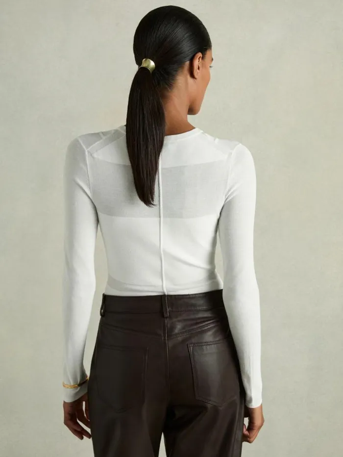 REISS Sweaters Women Seamed RollNeck Top White