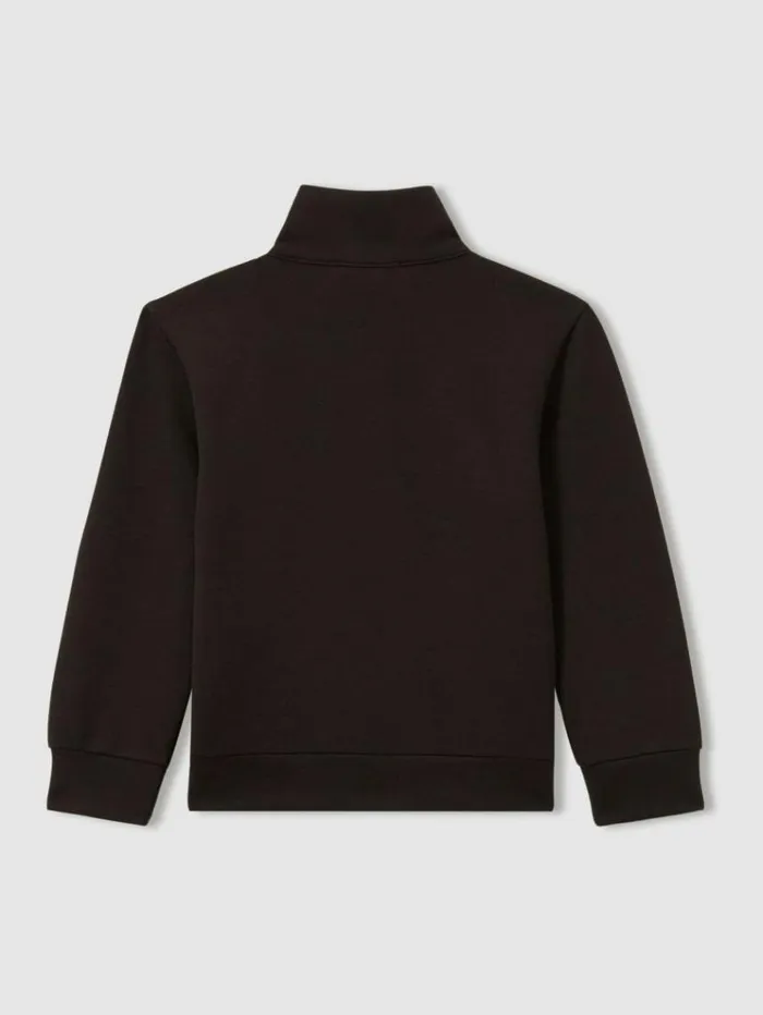 REISS Sweats and Hoodies Children Interlock Jersey HalfZip Sweatshirt Chocolate Brown