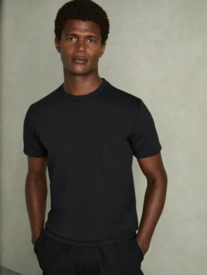 REISS TShirts Men Interlock Jersey Crew Neck TShirt Navy Blue
