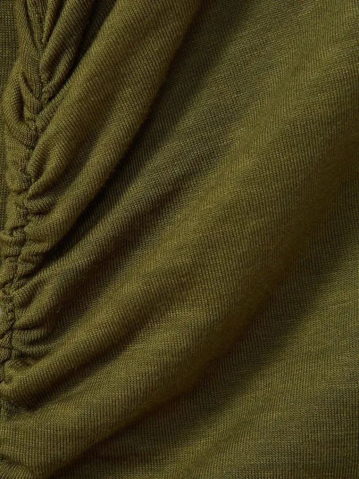 REISS Tops Women Marled Asymmetric Ruched Top Green REISS Tops Women Marled Asymmetric Ruched Top Green