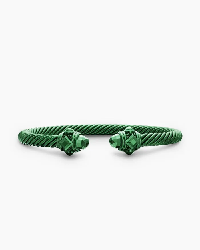 Renaissance Classic Cable Bracelet In Forest Green Aluminum 5mm Women David Yurman Cuff Renaissance Classic Cable Bracelet In Forest Green Aluminum 5mm Women David Yurman Cuff