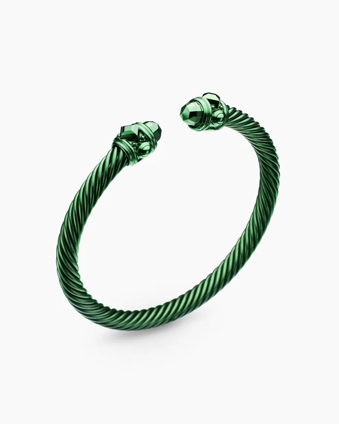 Renaissance Classic Cable Bracelet In Forest Green Aluminum 5mm Women David Yurman Cuff Renaissance Classic Cable Bracelet In Forest Green Aluminum 5mm Women David Yurman Cuff