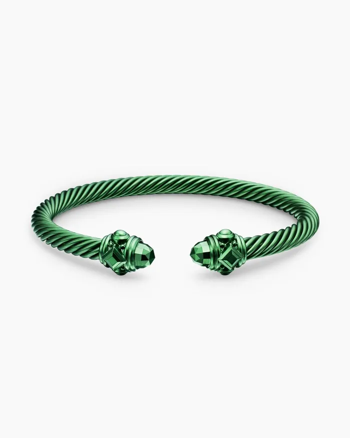 Renaissance Classic Cable Bracelet In Forest Green Aluminum 5mm Women David Yurman Cuff Renaissance Classic Cable Bracelet In Forest Green Aluminum 5mm Women David Yurman Cuff