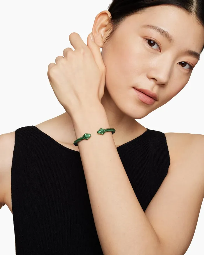 Renaissance Classic Cable Bracelet In Forest Green Aluminum 5mm Women David Yurman Cuff Renaissance Classic Cable Bracelet In Forest Green Aluminum 5mm Women David Yurman Cuff