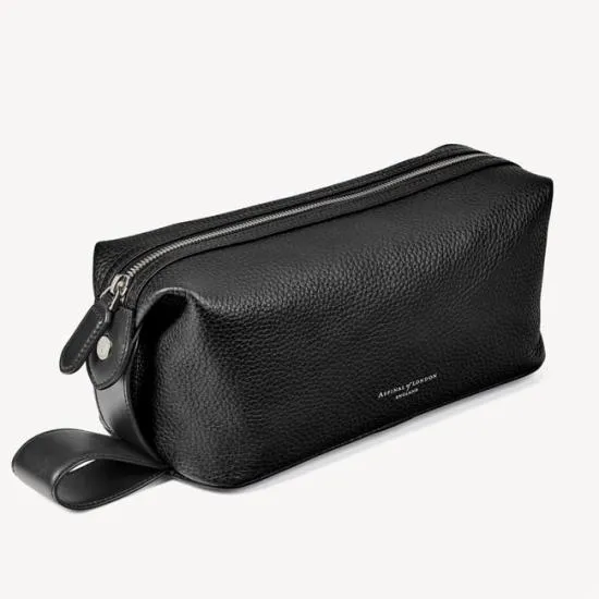 Reporter Wash Bag Black Pebble Men Aspinal Of London Wash Bags