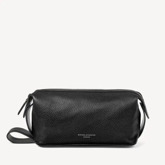 Reporter Wash Bag Black Pebble Men Aspinal Of London Wash Bags