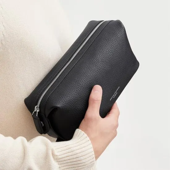 Reporter Wash Bag Black Pebble Men Aspinal Of London Wash Bags
