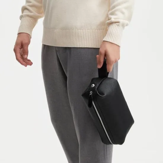 Reporter Wash Bag Black Pebble Men Aspinal Of London Wash Bags