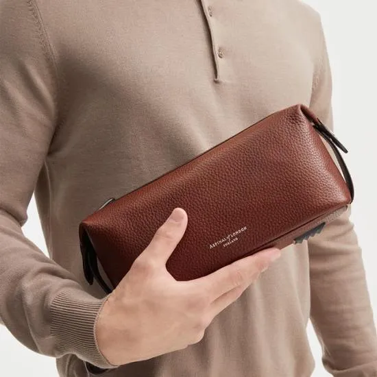 Reporter Wash Bag Tobacco Pebble Men Aspinal Of London Wash Bags