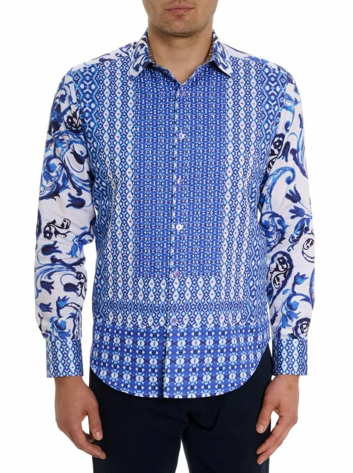 Robert Graham Button Down Shirts Men Limited Edition The Thera Long Sleeve Button Down Shirt Blue