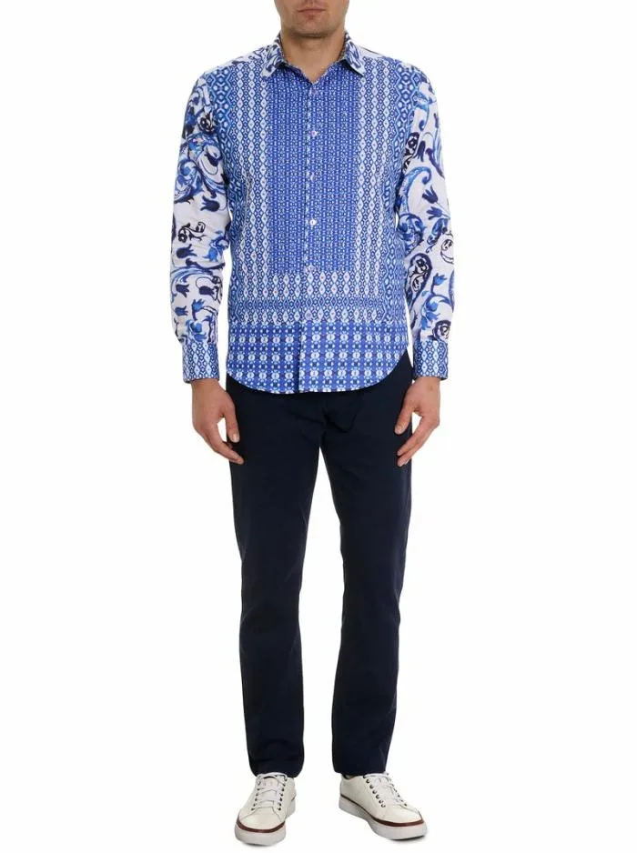 Robert Graham Button Down Shirts Men Limited Edition The Thera Long Sleeve Button Down Shirt Blue