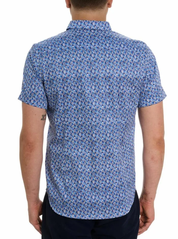 Robert Graham Button Down Shirts Men Wade Short Sleeve Button Down Shirt Blue