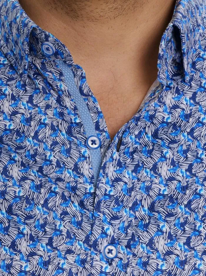 Robert Graham Button Down Shirts Men Wade Short Sleeve Button Down Shirt Blue