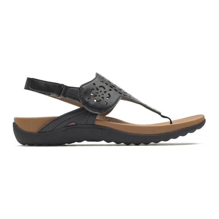 Rockport Sandals and Wedges Women Ridge Circle Cutout Thong Black