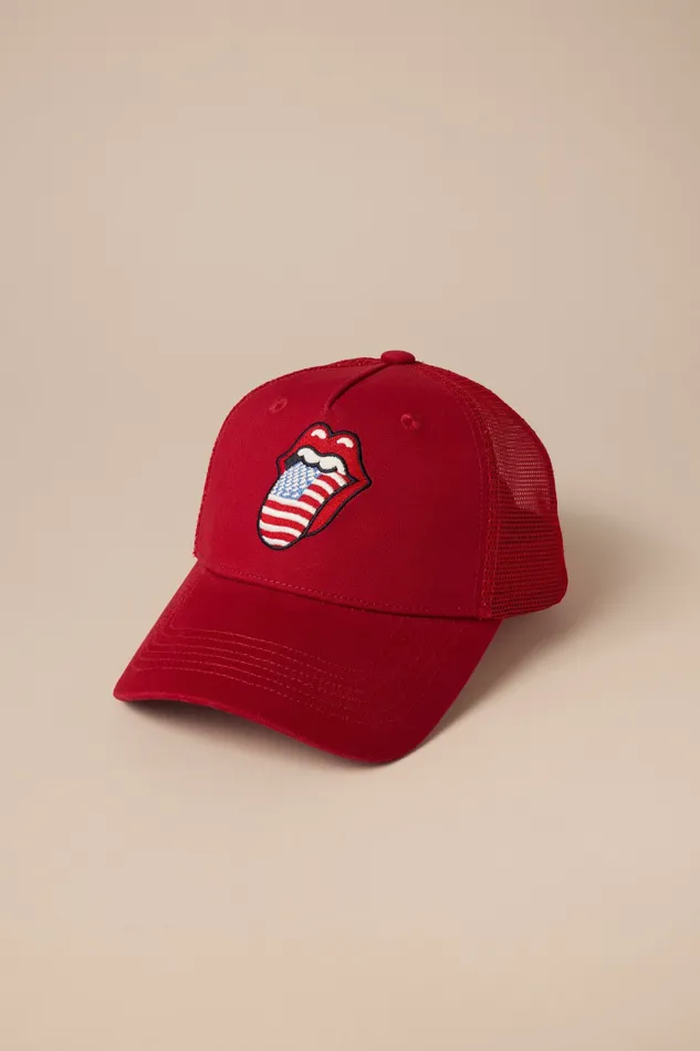 Rolling Stones Trucker Hat 636 Red Men Lucky Brand Hats