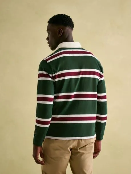 Rugby Shirts Men Joules Green and Red Striped Rugby Shirt