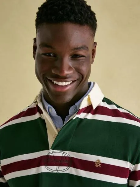 Rugby Shirts Men Joules Green and Red Striped Rugby Shirt