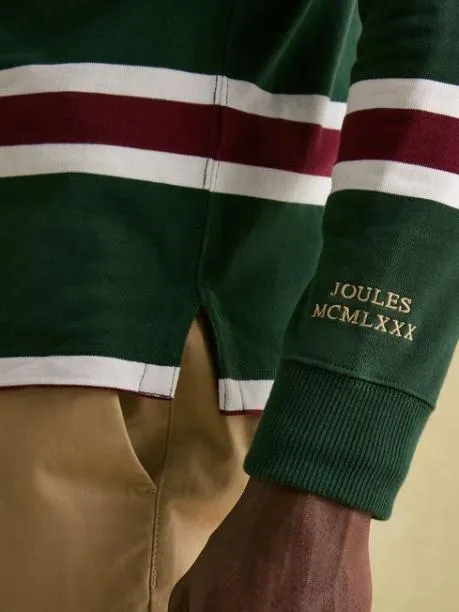 Rugby Shirts Men Joules Green and Red Striped Rugby Shirt