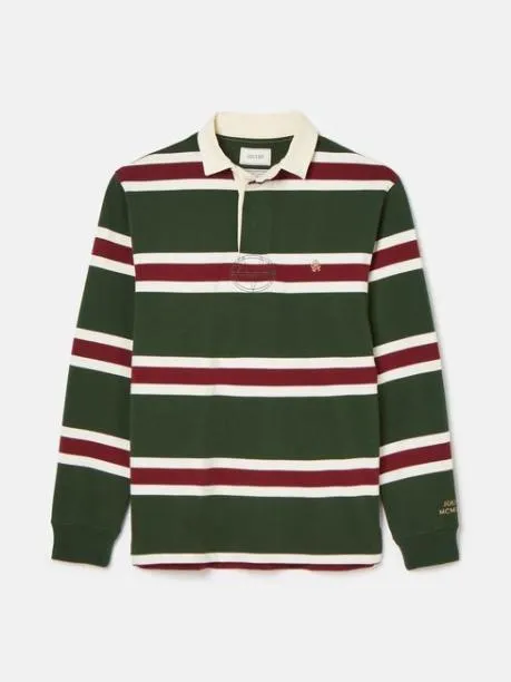 Rugby Shirts Men Joules Green and Red Striped Rugby Shirt