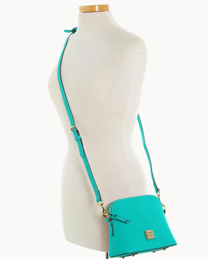 Saffiano Domed Crossbody Mint Women Dooney and Bourke Crossbodies Saffiano Domed Crossbody Mint Women Dooney and Bourke Crossbodies