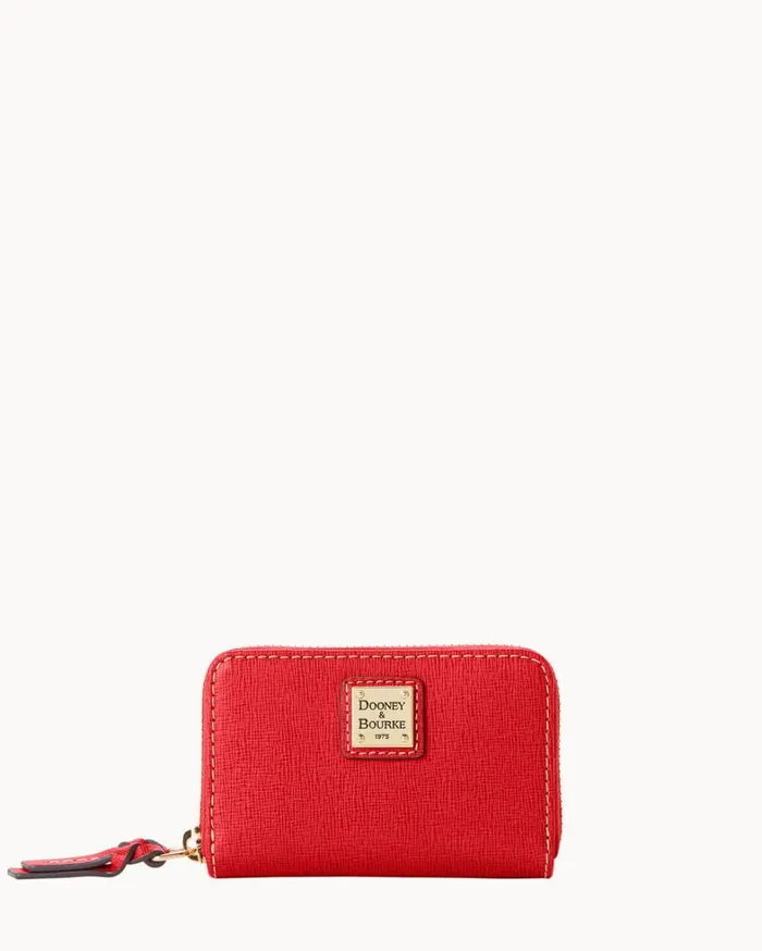 Saffiano Large Zip Around Credit Card Case Tomato Women Dooney and Bourke Wallets