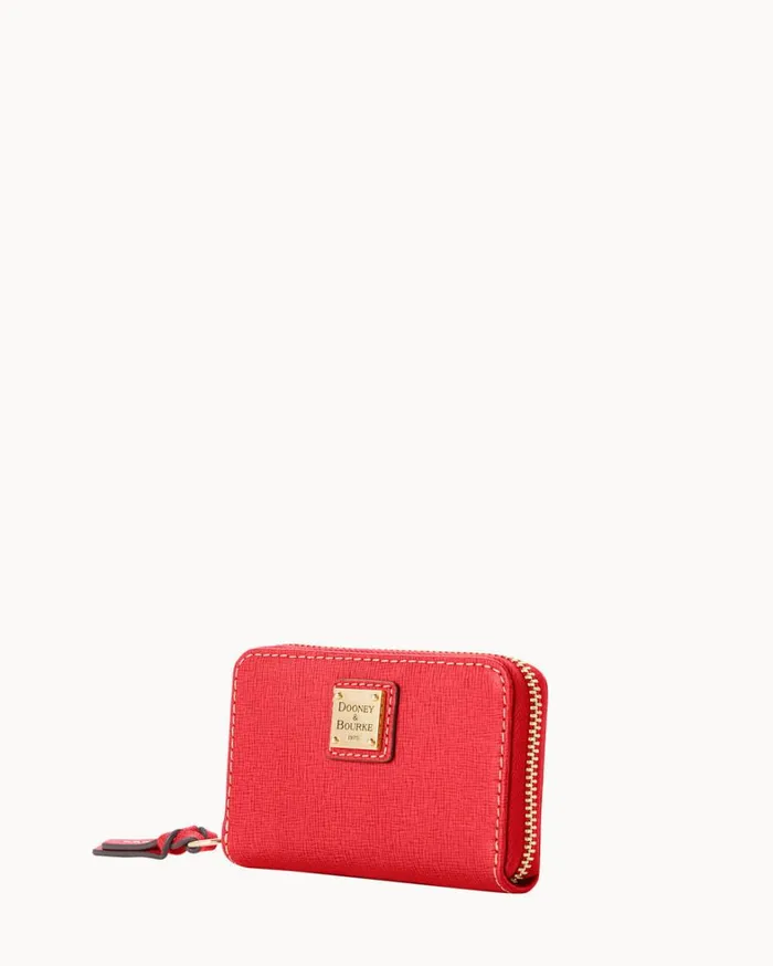 Saffiano Large Zip Around Credit Card Case Tomato Women Dooney and Bourke Wallets Saffiano Large Zip Around Credit Card Case Tomato Women Dooney and Bourke Wallets
