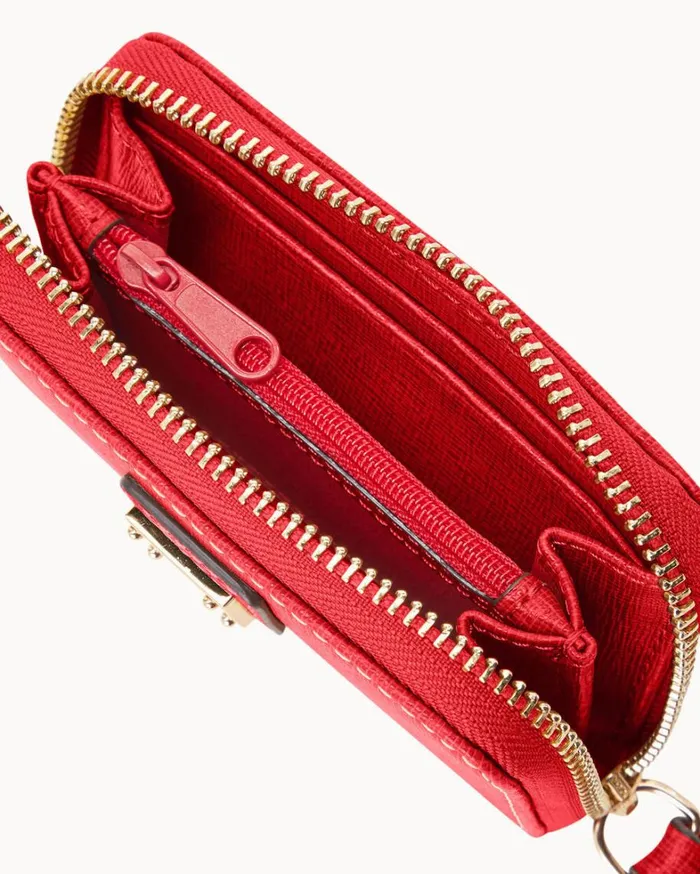 Saffiano Large Zip Around Credit Card Case Tomato Women Dooney and Bourke Wallets Saffiano Large Zip Around Credit Card Case Tomato Women Dooney and Bourke Wallets