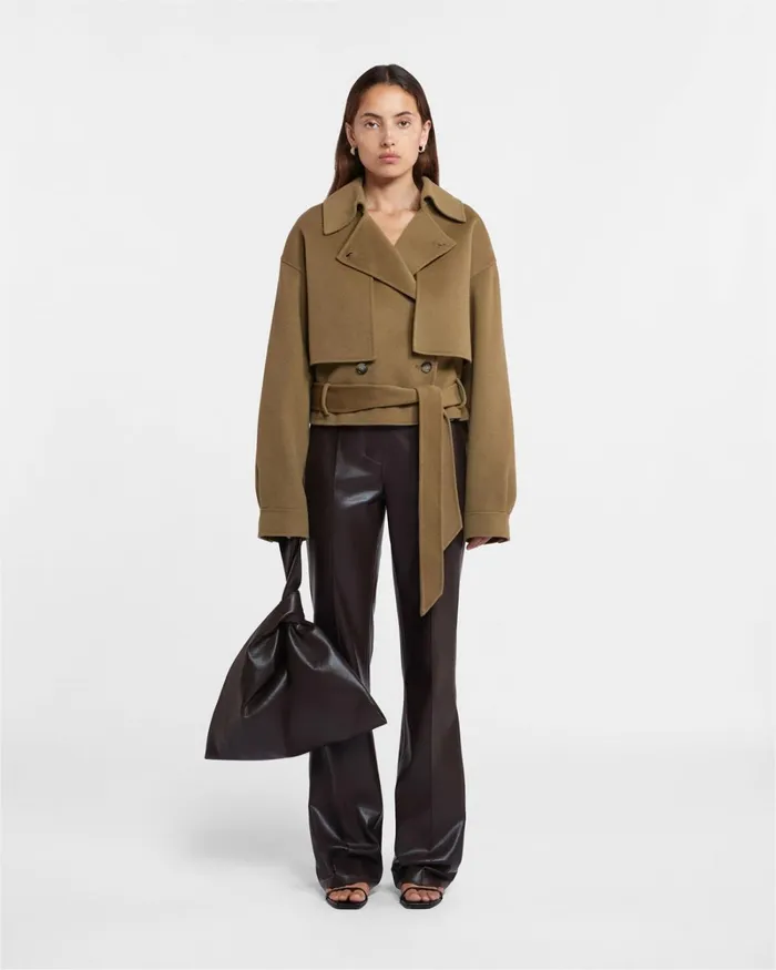 Satoyo Khaki Double Wool Women Nanushka Jackets and Blazers Satoyo Khaki Double Wool Women Nanushka Jackets and Blazers