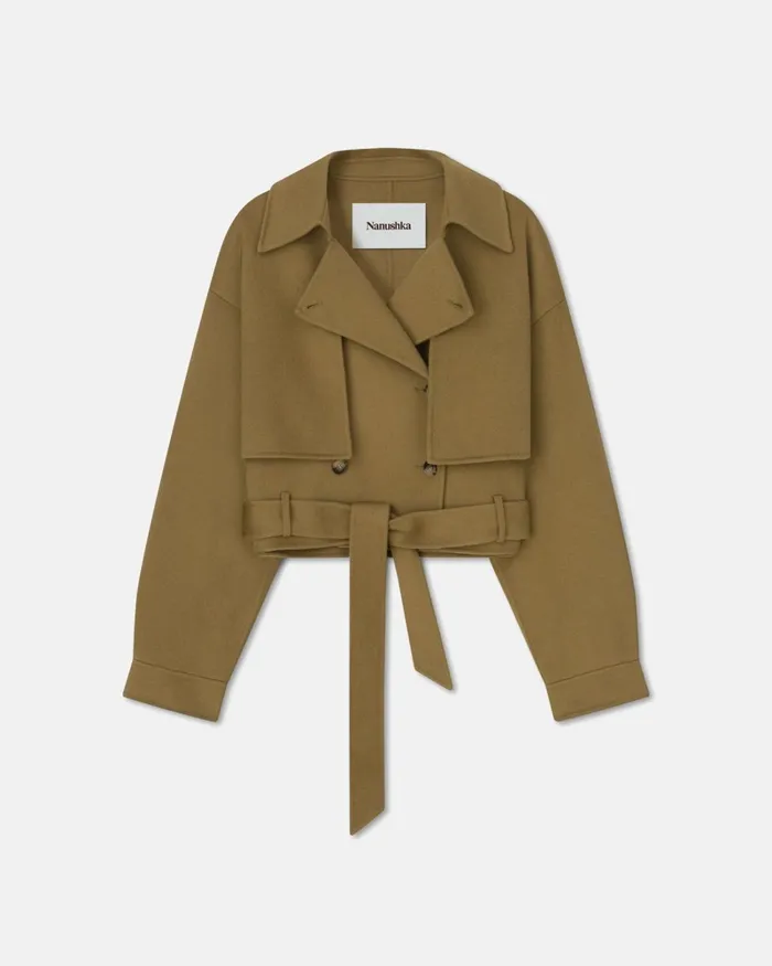 Satoyo Khaki Double Wool Women Nanushka Jackets and Blazers Satoyo Khaki Double Wool Women Nanushka Jackets and Blazers