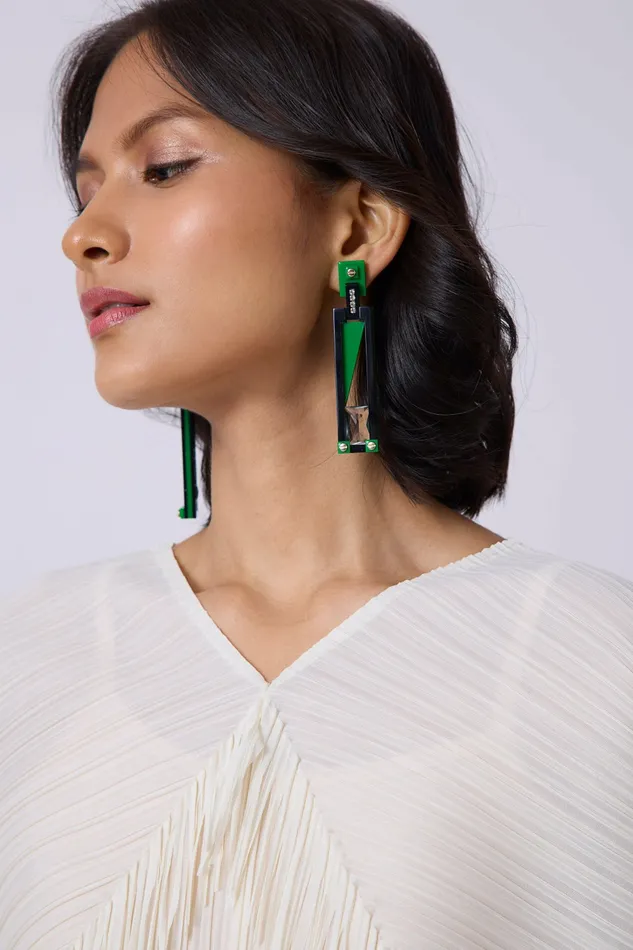 Scarlet Sage Gissa Bicalho Art Deco Geometry Earrings 8211 Green and Black 8211 Women Scarlet Sage Gissa Bicalho Art Deco Geometry Earrings 8211 Green and Black 8211 Women