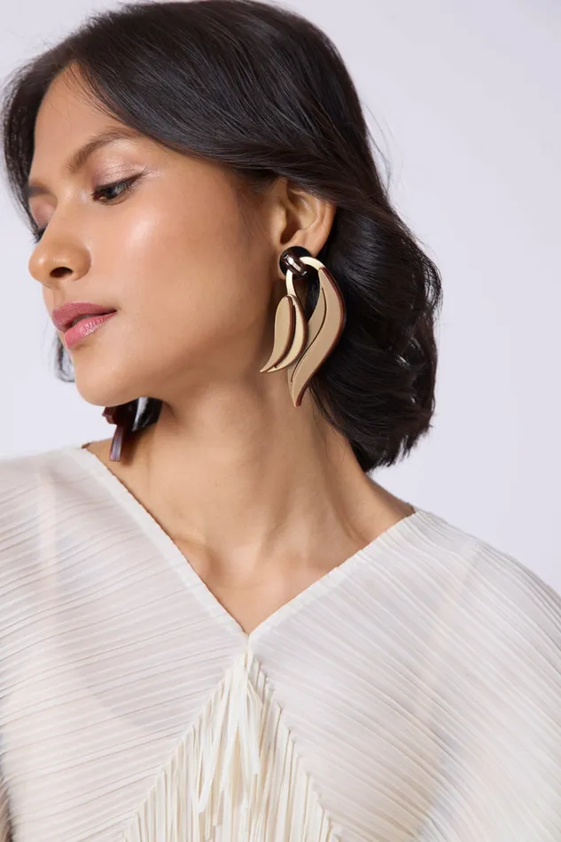Scarlet Sage Gissa Bicalho Orchid Petal Earrings 8211 Gold and Brown 8211 Women Scarlet Sage Gissa Bicalho Orchid Petal Earrings 8211 Gold and Brown 8211 Women