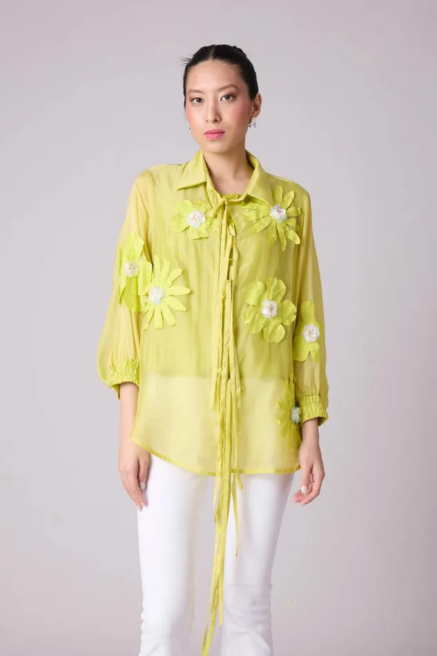 Scarlet Sage Tops Jolie Shirt 8211 Lime Organza 8211 Women