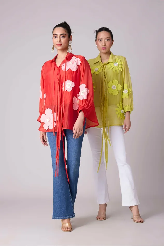 Scarlet Sage Tops Jolie Shirt 8211 Lime Organza 8211 Women