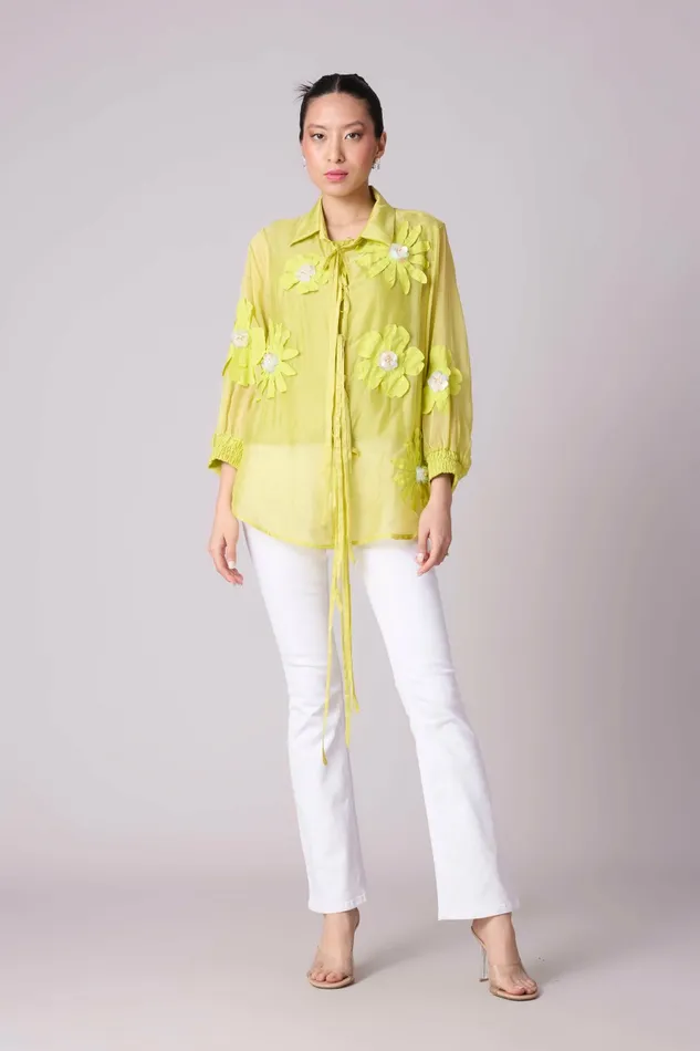 Scarlet Sage Tops Jolie Shirt 8211 Lime Organza 8211 Women