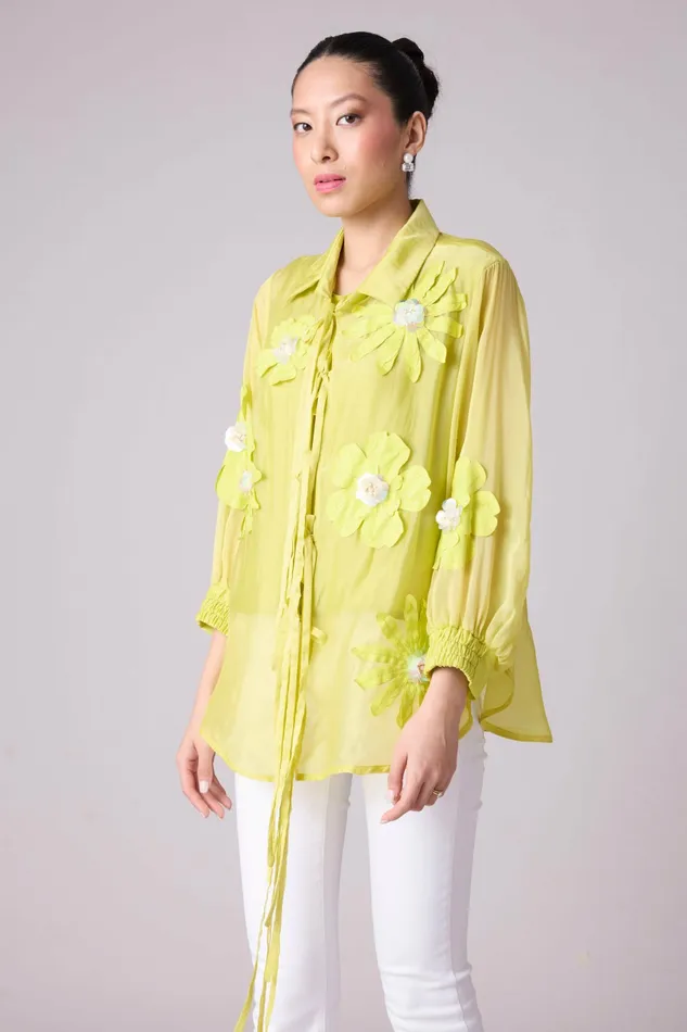 Scarlet Sage Tops Jolie Shirt 8211 Lime Organza 8211 Women