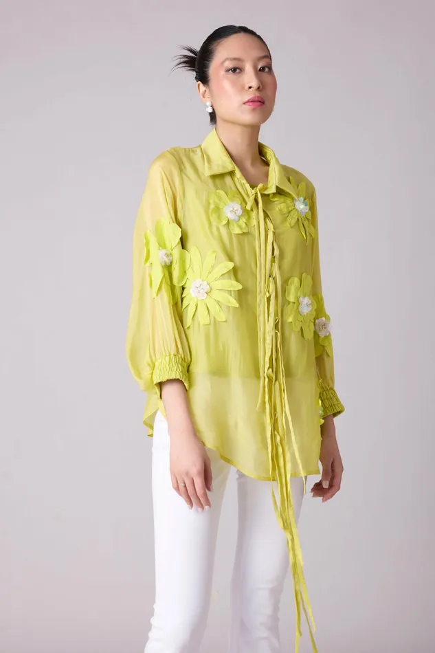 Scarlet Sage Tops Jolie Shirt 8211 Lime Organza 8211 Women