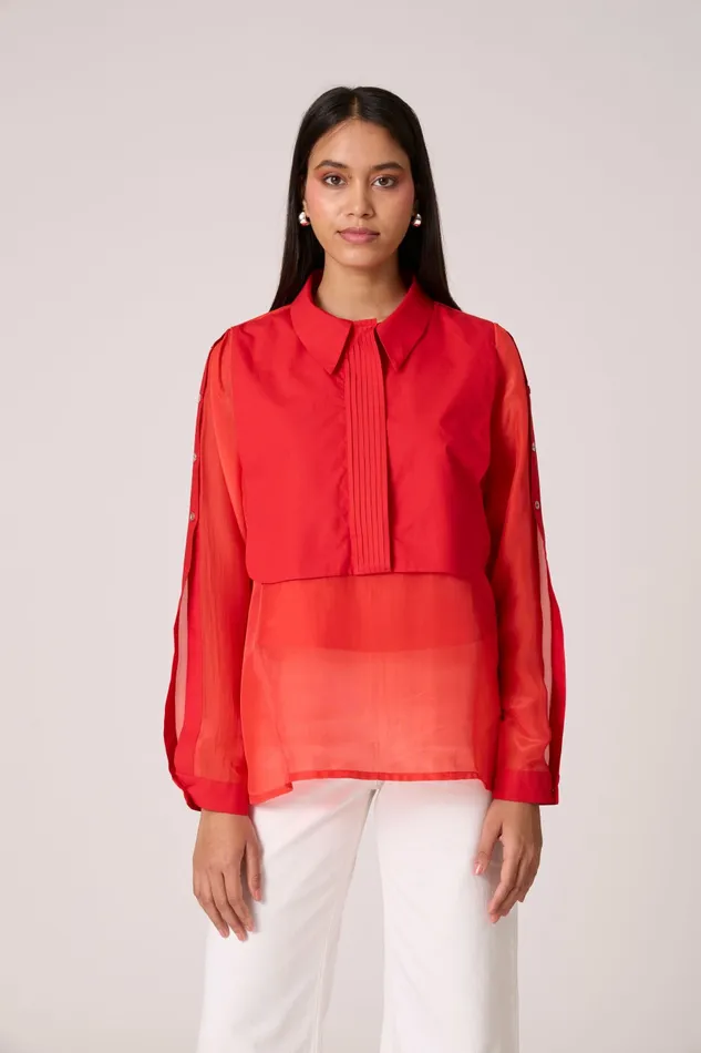 Scarlet Sage Tops Layla Shirt 8211 Scarlet Red 8211 Women