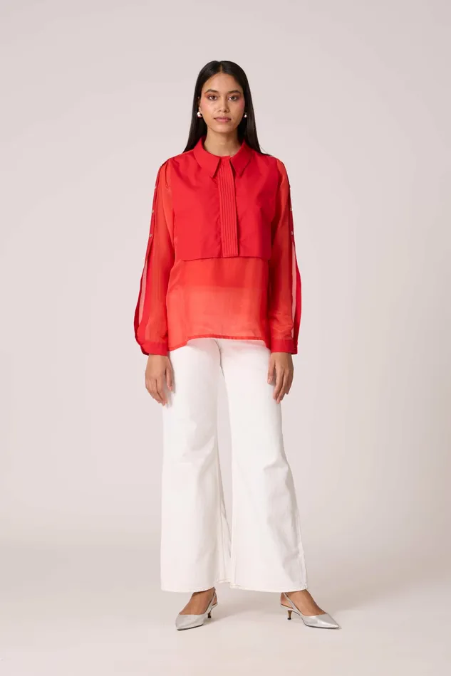 Scarlet Sage Tops Layla Shirt 8211 Scarlet Red 8211 Women