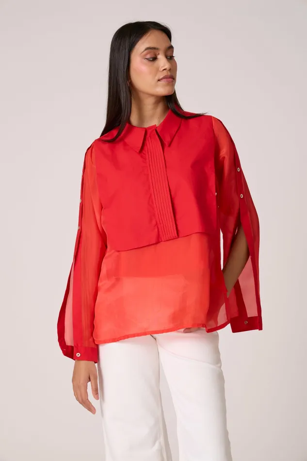Scarlet Sage Tops Layla Shirt 8211 Scarlet Red 8211 Women