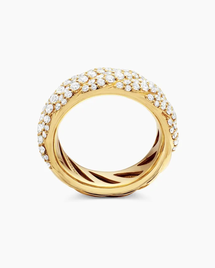 Sculpted Cable Band Ring In 18K Yellow Gold With Diamonds 75mm Women David Yurman Band Sculpted Cable Band Ring In 18K Yellow Gold With Diamonds 75mm Women David Yurman Band