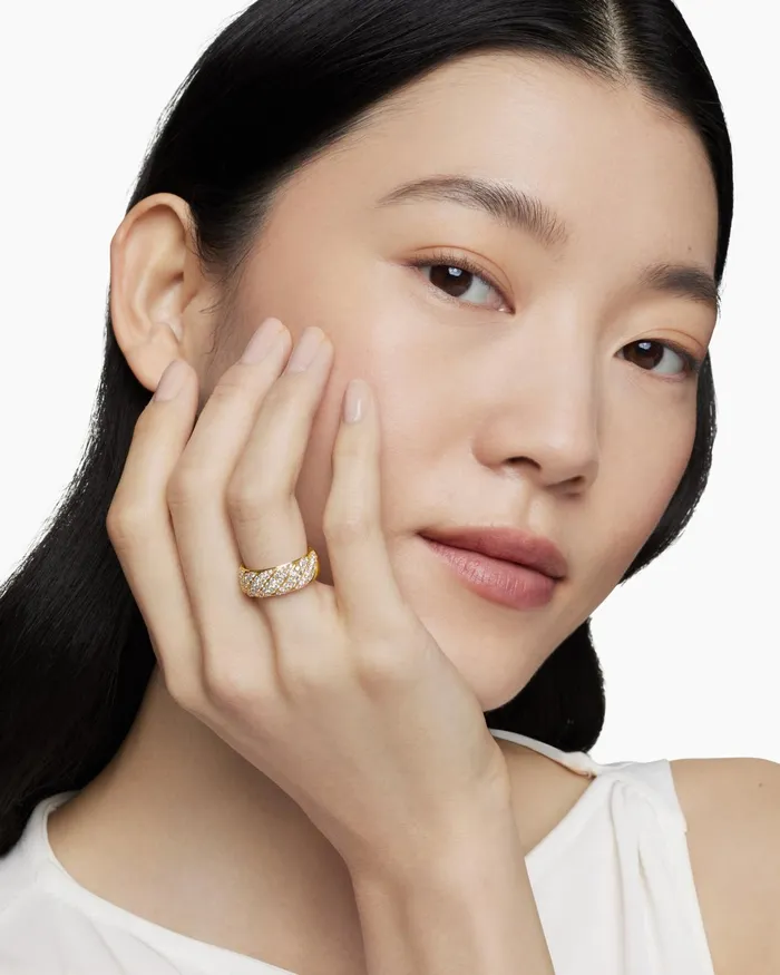 Sculpted Cable Band Ring In 18K Yellow Gold With Diamonds 75mm Women David Yurman Band Sculpted Cable Band Ring In 18K Yellow Gold With Diamonds 75mm Women David Yurman Band