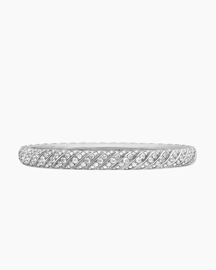 Sculpted Cable Bangle Bracelet In 18K White Gold With Diamonds 62mm Women David Yurman Bangle Sculpted Cable Bangle Bracelet In 18K White Gold With Diamonds 62mm Women David Yurman Bangle