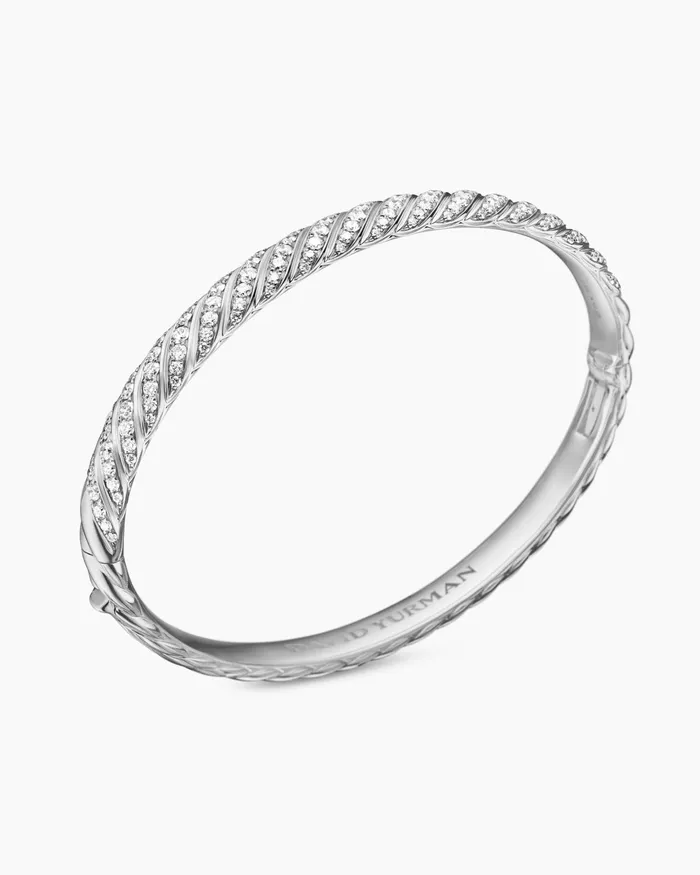 Sculpted Cable Bangle Bracelet In 18K White Gold With Diamonds 62mm Women David Yurman Bangle Sculpted Cable Bangle Bracelet In 18K White Gold With Diamonds 62mm Women David Yurman Bangle