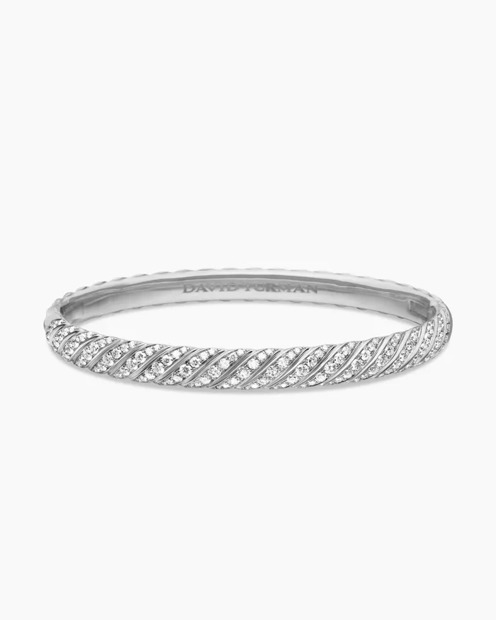Sculpted Cable Bangle Bracelet In 18K White Gold With Diamonds 62mm Women David Yurman Bangle Sculpted Cable Bangle Bracelet In 18K White Gold With Diamonds 62mm Women David Yurman Bangle